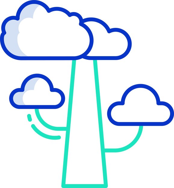 Ilustración vectorial de color del contorno del árbol de eucalipto