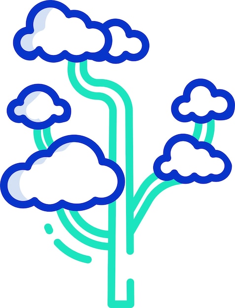 Ilustración vectorial de color del contorno del árbol de la flor del cerezo