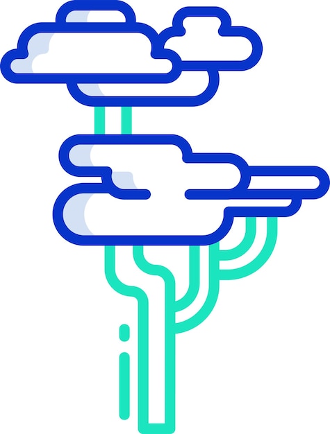 Ilustración vectorial de color del contorno del árbol