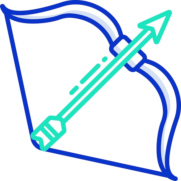 Ilustración vectorial en color del contorno del arco y la flecha