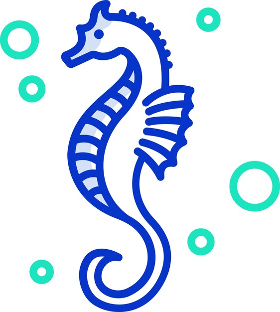 Ilustración vectorial en color del contorno del caballo de mar