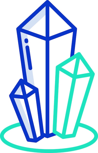 Ilustración vectorial de color del contorno de los cristales sólidos
