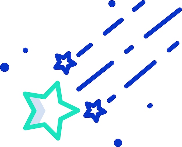 Ilustración vectorial en color del contorno de la estrella fugaz