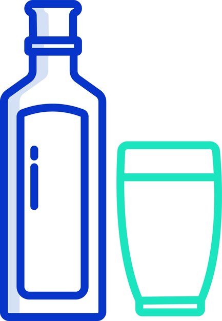Ilustración vectorial en color del contorno de Gin Glass y Bottlesolid