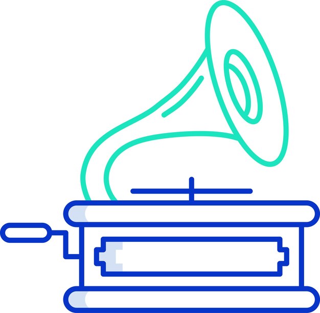 Ilustración vectorial en color del contorno del gramófono