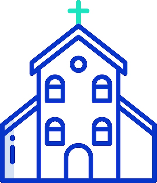Ilustración vectorial en color del contorno de la iglesia