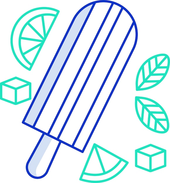 Ilustración vectorial de color del contorno de loli sólido de hielo de limón