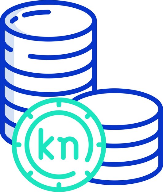 Ilustración vectorial en color del contorno de la moneda Kuna