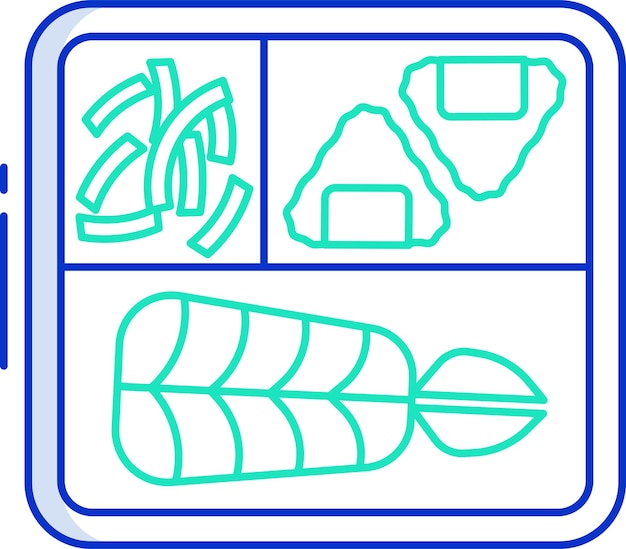 Ilustración vectorial en color del contorno de onigiri