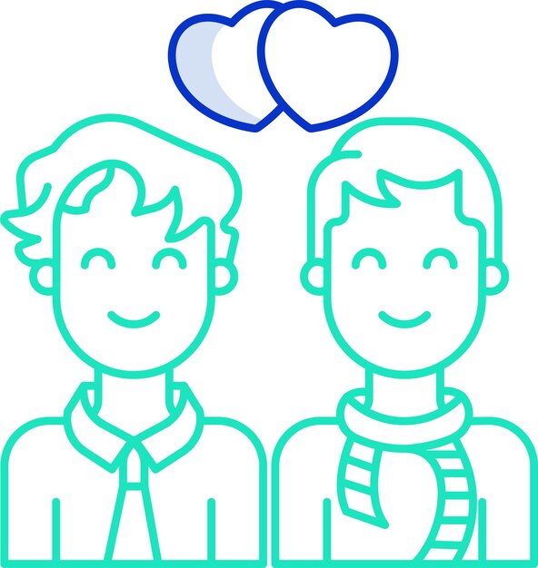 Ilustración vectorial de color del contorno de la pareja sólida