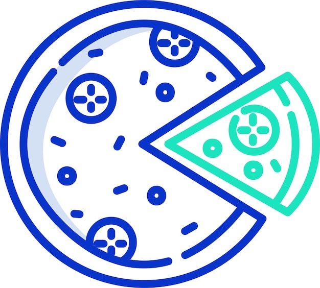 Ilustración vectorial de color del contorno de la rebanada de pizza