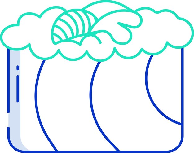 Ilustración vectorial de color del contorno del rollo de sushi de arco iris
