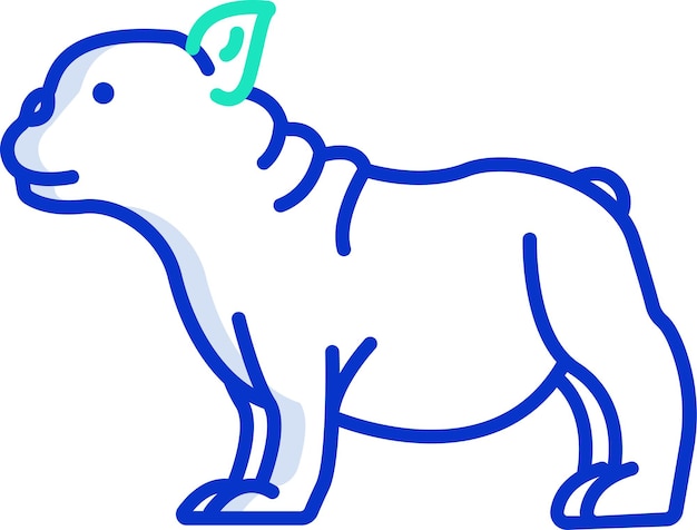 Ilustración vectorial de color del contorno sólido del bulldog francés