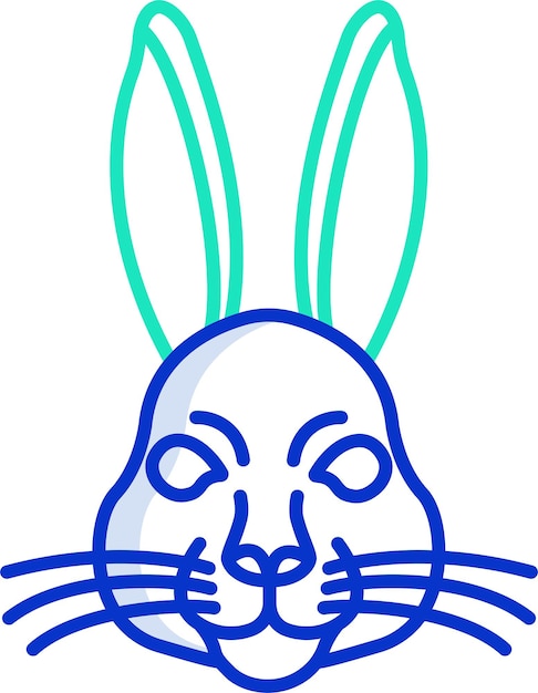 Ilustración vectorial de color del contorno sólido de la cara del conejo