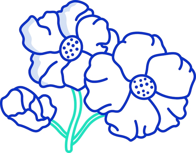 Ilustración vectorial de color del contorno sólido de las flores de Nasturtium