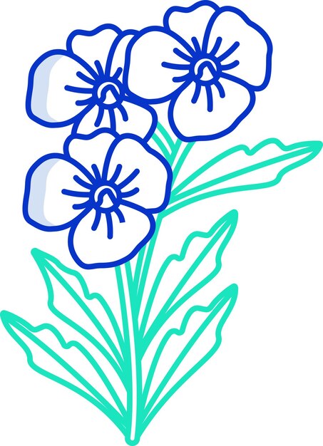 Ilustración vectorial en color del contorno sólido de las flores de Plumbago