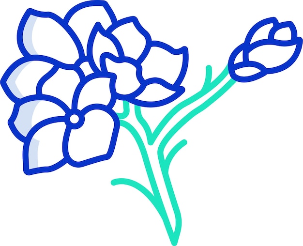 Ilustración vectorial de color del contorno sólido de las flores