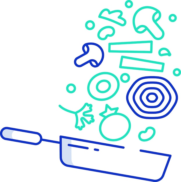 Ilustración vectorial de color del contorno sólido de los ingredientes