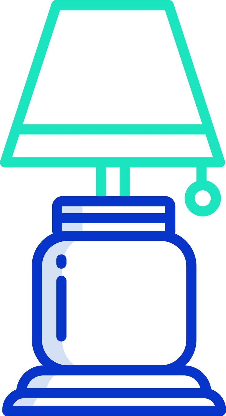 Vector ilustración vectorial de color del contorno sólido de la lámpara de dormitorio