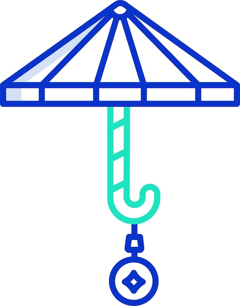 Ilustración vectorial en color del contorno sólido del paraguas