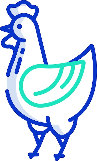 Ilustración vectorial de color del contorno sólido de las plumas de gallo