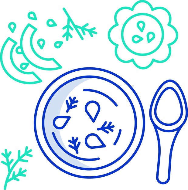 Ilustración vectorial de color del contorno sólido de la sopa de calabaza