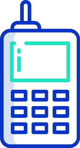 Ilustración vectorial en color del contorno sólido de la tecnología móvil