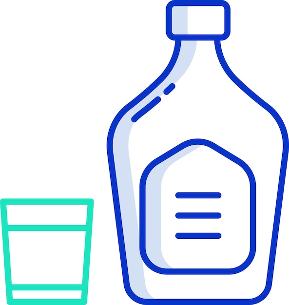 Ilustración vectorial de color del contorno sólido del vidrio de whisky