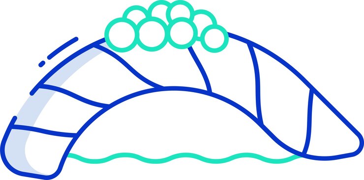 Vector ilustración vectorial de color del contorno del sushi sashimi