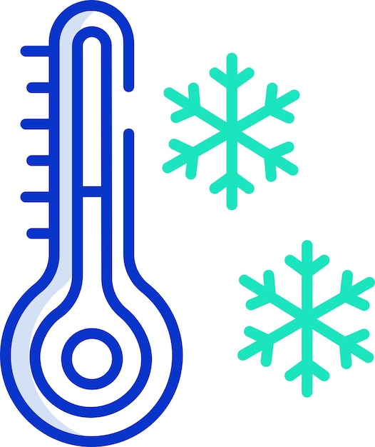 Ilustración vectorial en color del contorno de las temperaturas sólidas frías