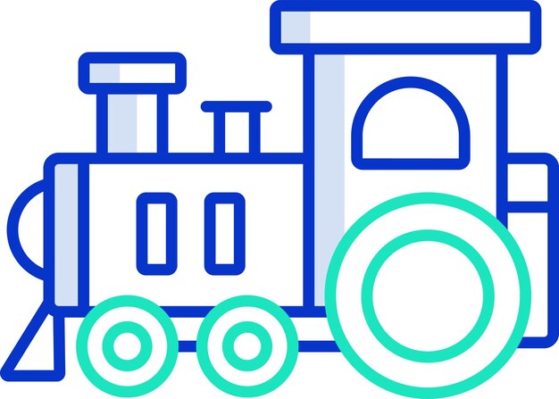 Ilustración vectorial en color del contorno del tren de juguete