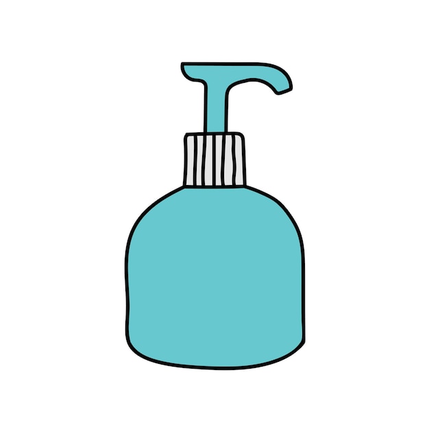 Ilustración vectorial de color dibujada a mano de la botella de desinfectante antiséptico