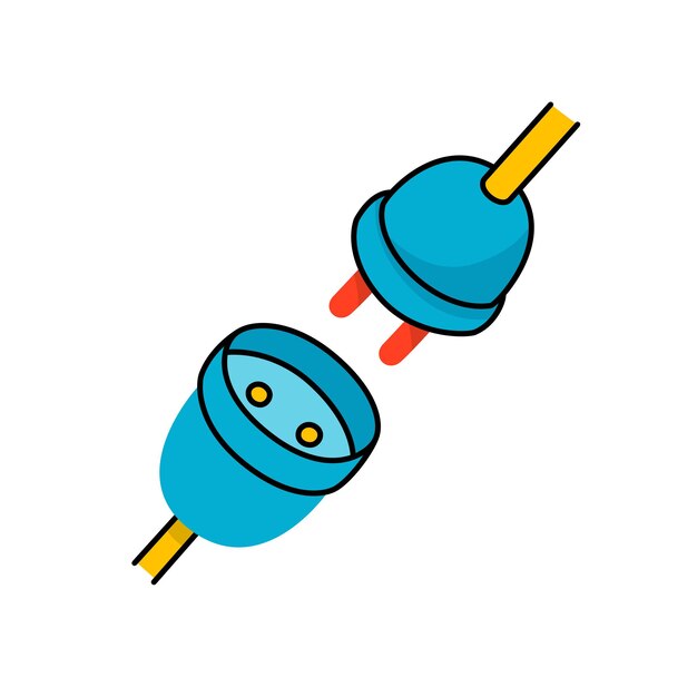 Ilustración vectorial de color de enchufe y enchufe eléctrico