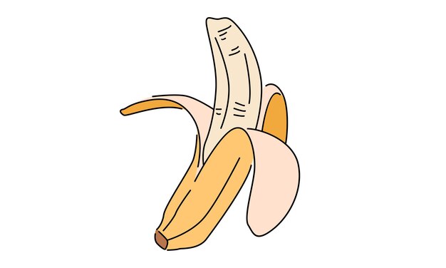 Ilustración vectorial del color de la línea de arte de las frutas de plátano