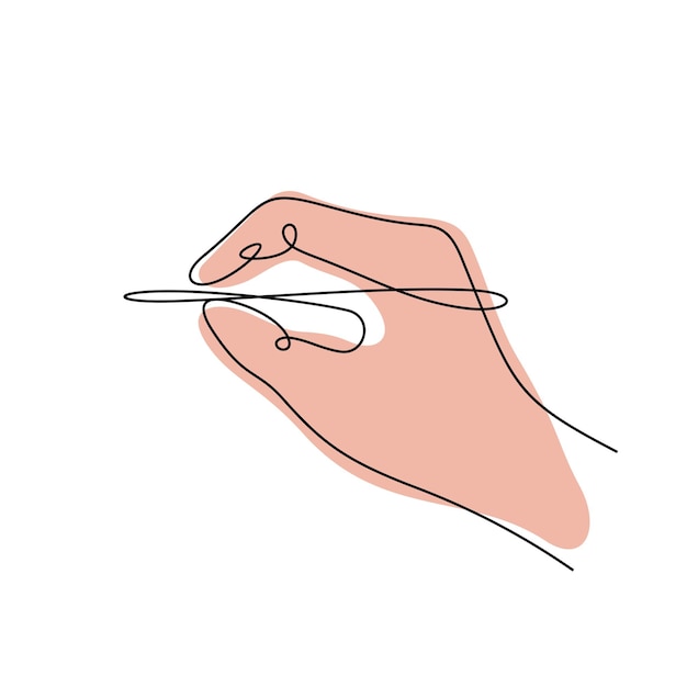 Ilustración vectorial en color de línea continua para bolígrafo de mano