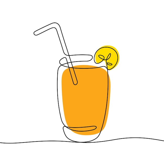 Ilustración vectorial de color de línea continua de cóctel