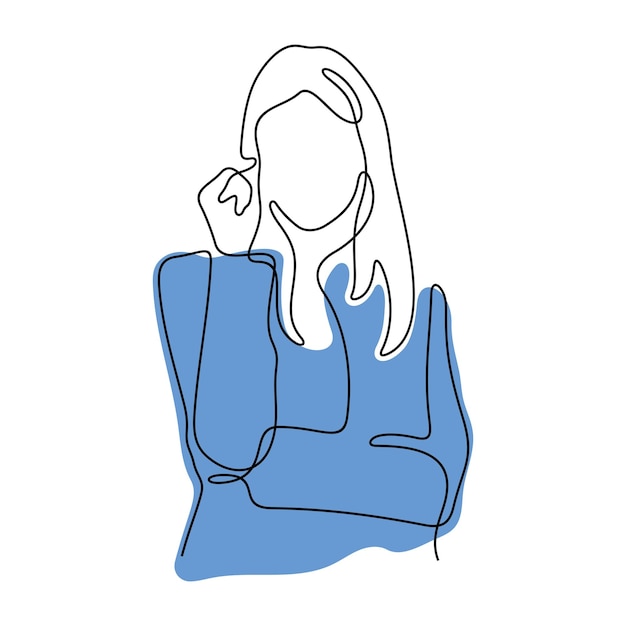 Ilustración vectorial de color de línea continua de mujer de negocios