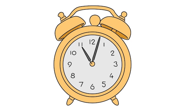 Ilustración vectorial de color de línea del reloj despertador