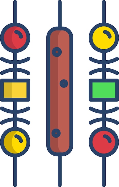 Ilustración vectorial de color lineal de alimentos a la parrilla