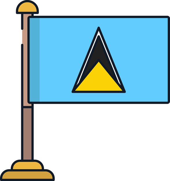 Ilustración vectorial de color lineal de la bandera de Santa Lucía