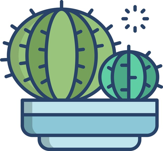 Vector ilustración vectorial de color lineal de cactus plantsolid