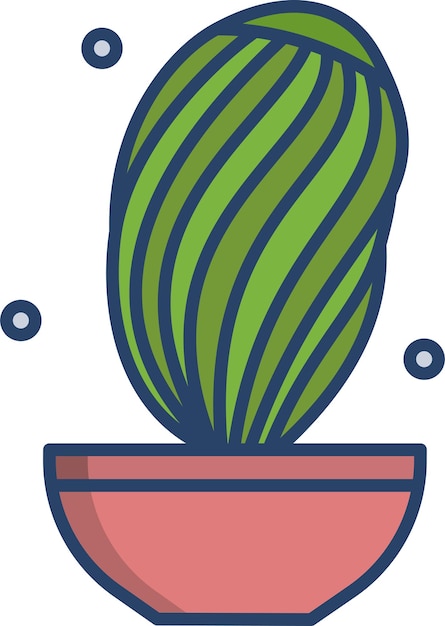 Ilustración vectorial de color lineal de Cactus Plantsolid