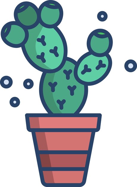 Ilustración vectorial de color lineal de Cactus Plantsolid