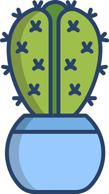 Ilustración vectorial de color lineal de Cactus Plantsolid