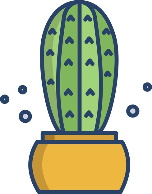 Ilustración vectorial de color lineal de Cactus Plantsolid