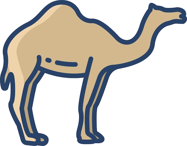 Ilustración vectorial de color lineal de la cara del camello