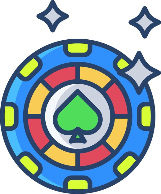 Ilustración vectorial de color lineal de Casino Chipsolid