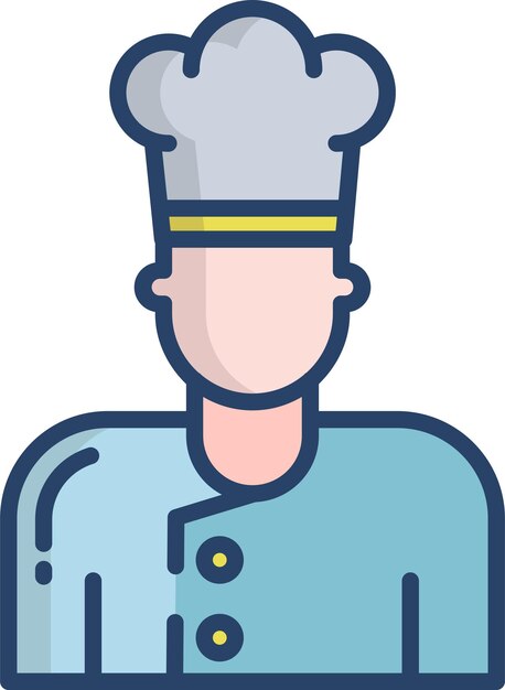 Ilustración vectorial de color lineal de Chef Mansolid
