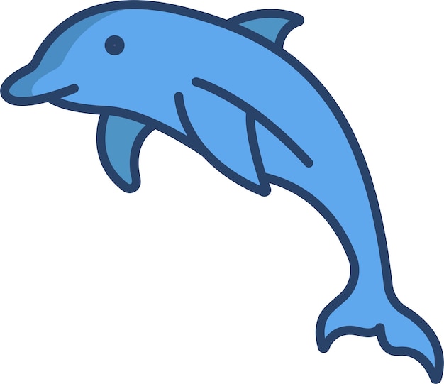Ilustración vectorial de color lineal de Dolphin Fishsolid