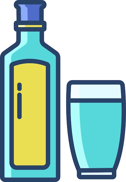Ilustración vectorial de color lineal de Gin Glass y Bottlesolid